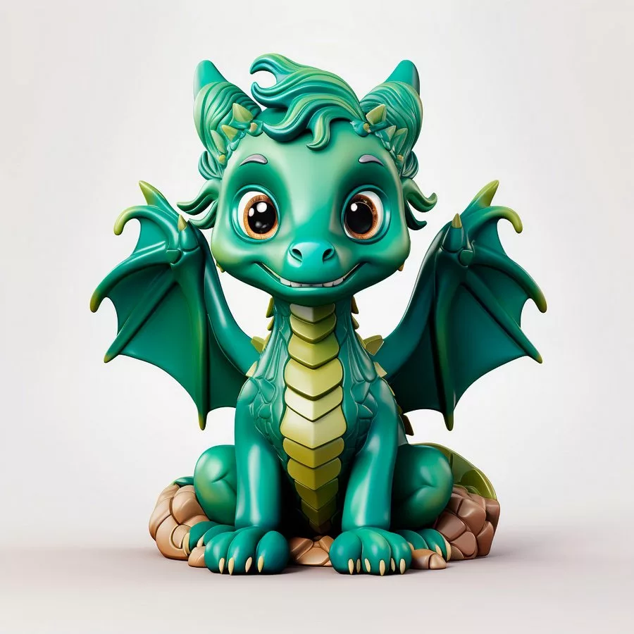 зеленый деревянный дракон фигурка