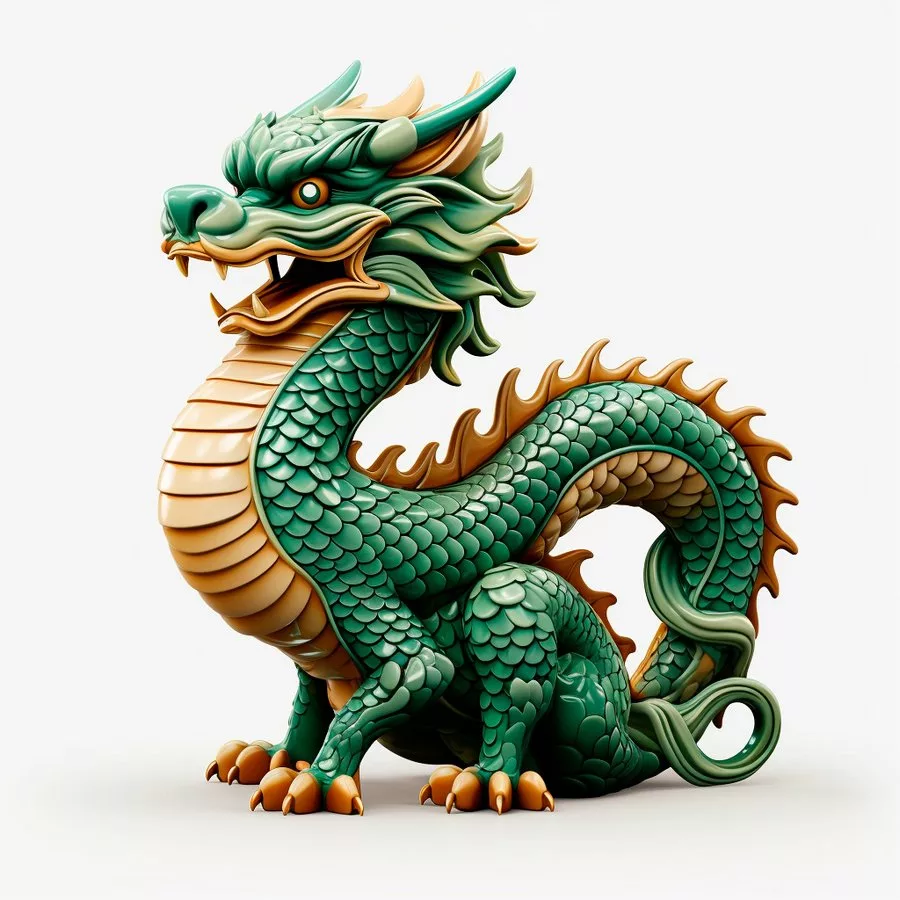 зеленый деревянный дракон статуэтка
