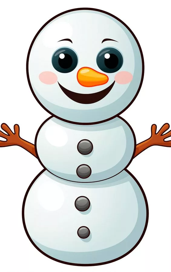 веселый снеговик картинка для вырезания цветная