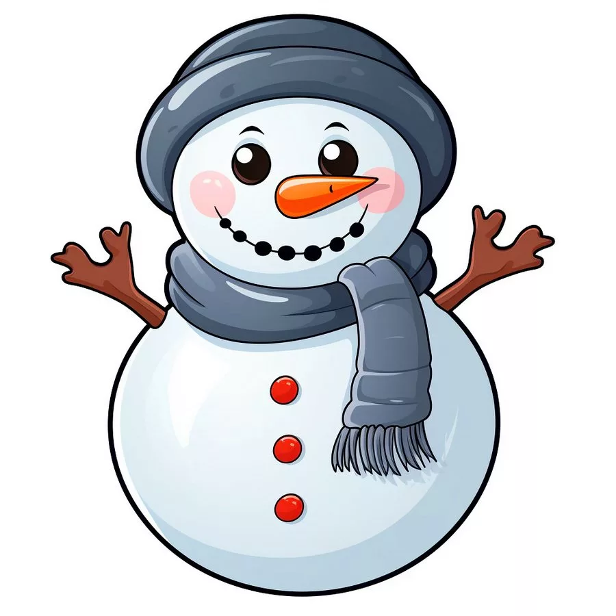 снеговик с шарфом картинка для вырезания