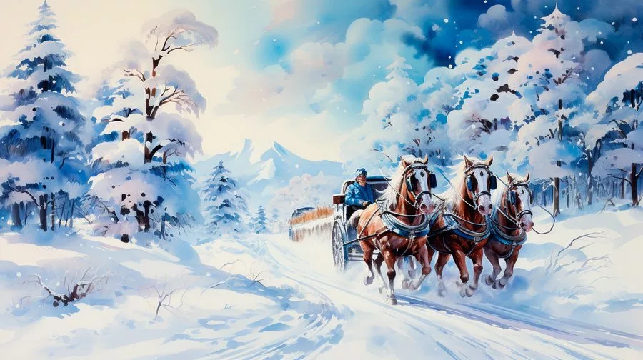картинки тройка лошадей зимой фото картинки