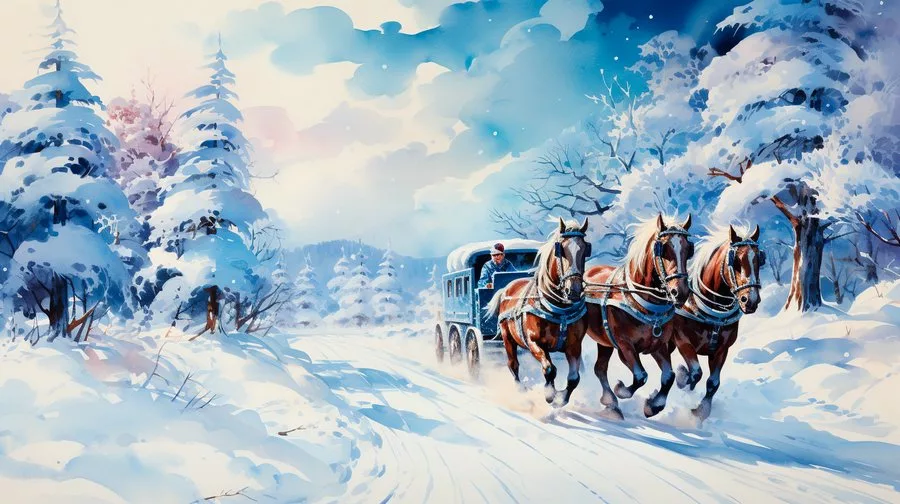 тройка лошадей зимой красивые картинки