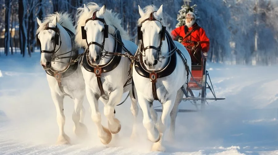 тройка лошадей фото зима