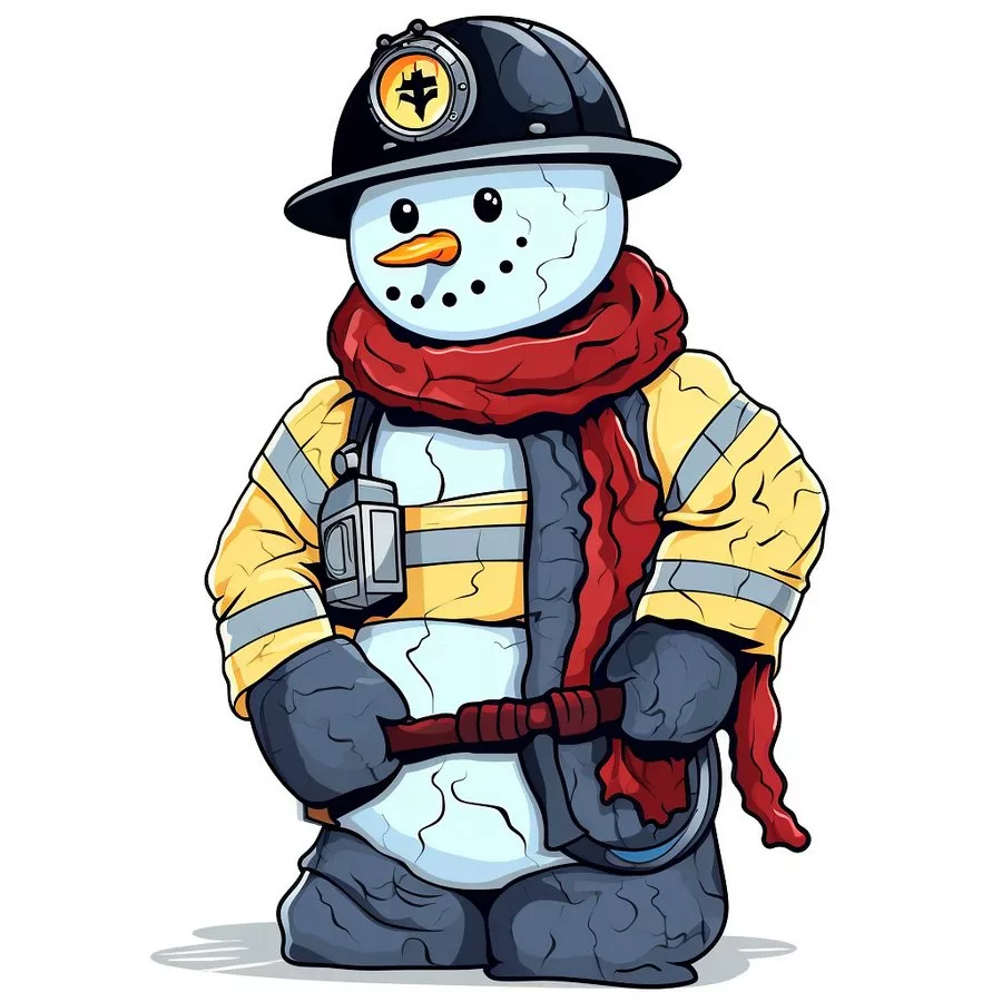 иллюстрация снеговика в виде пожарного