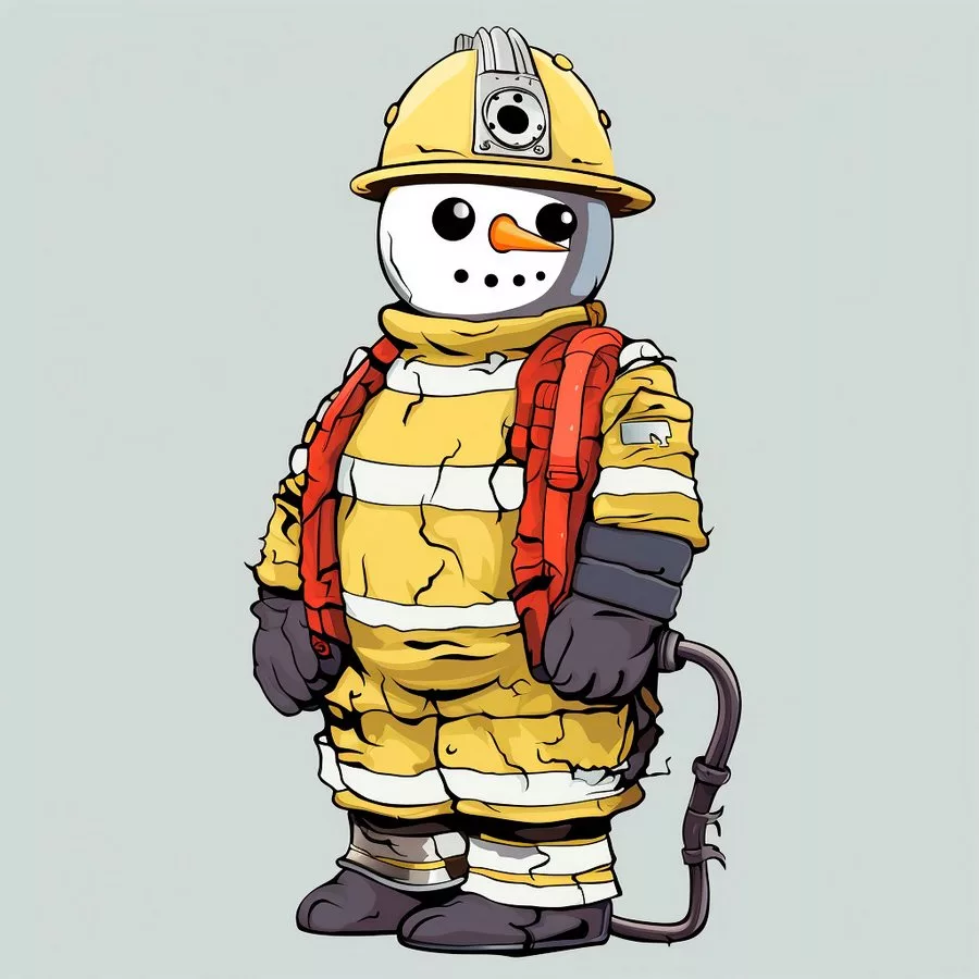 изображение снеговика в виде пожарного