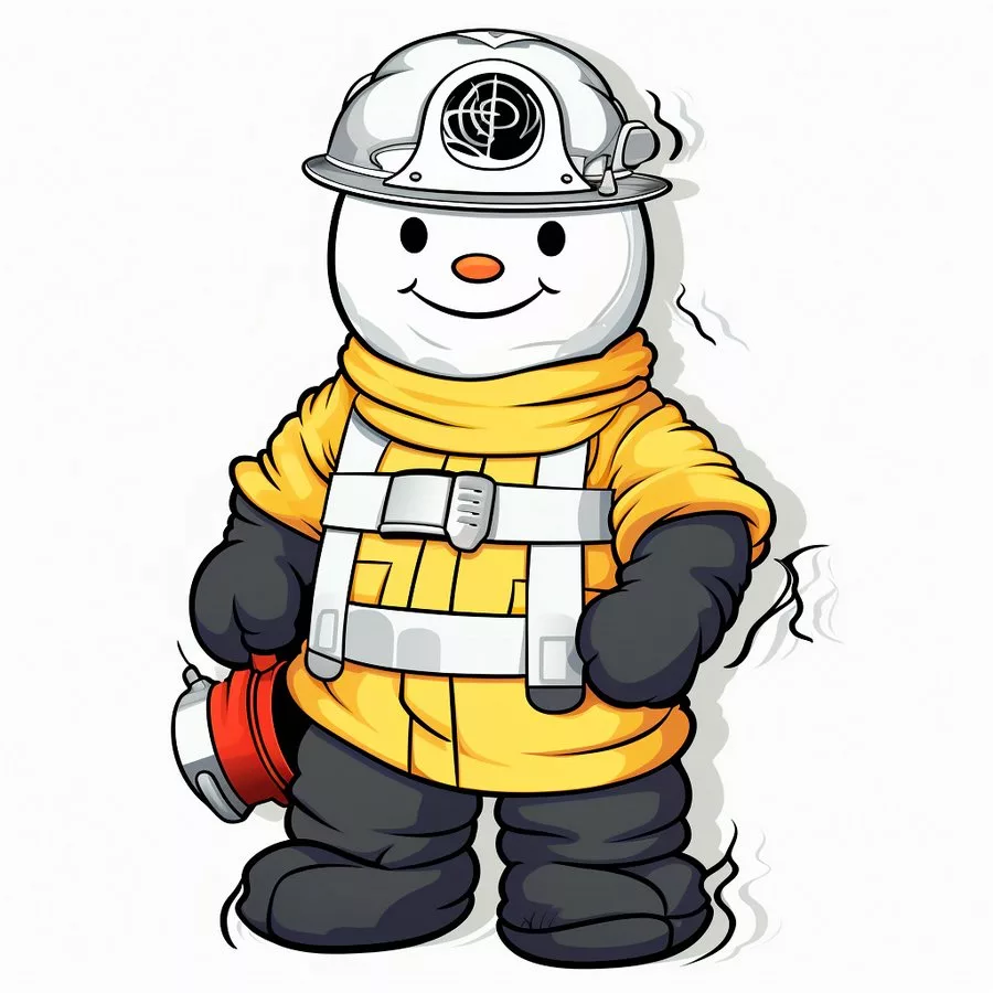 иллюстрация снеговика в виде пожарного