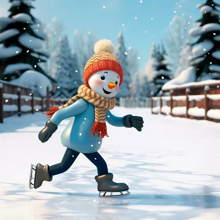 скачать картинку бесплатно снеговик на коньках