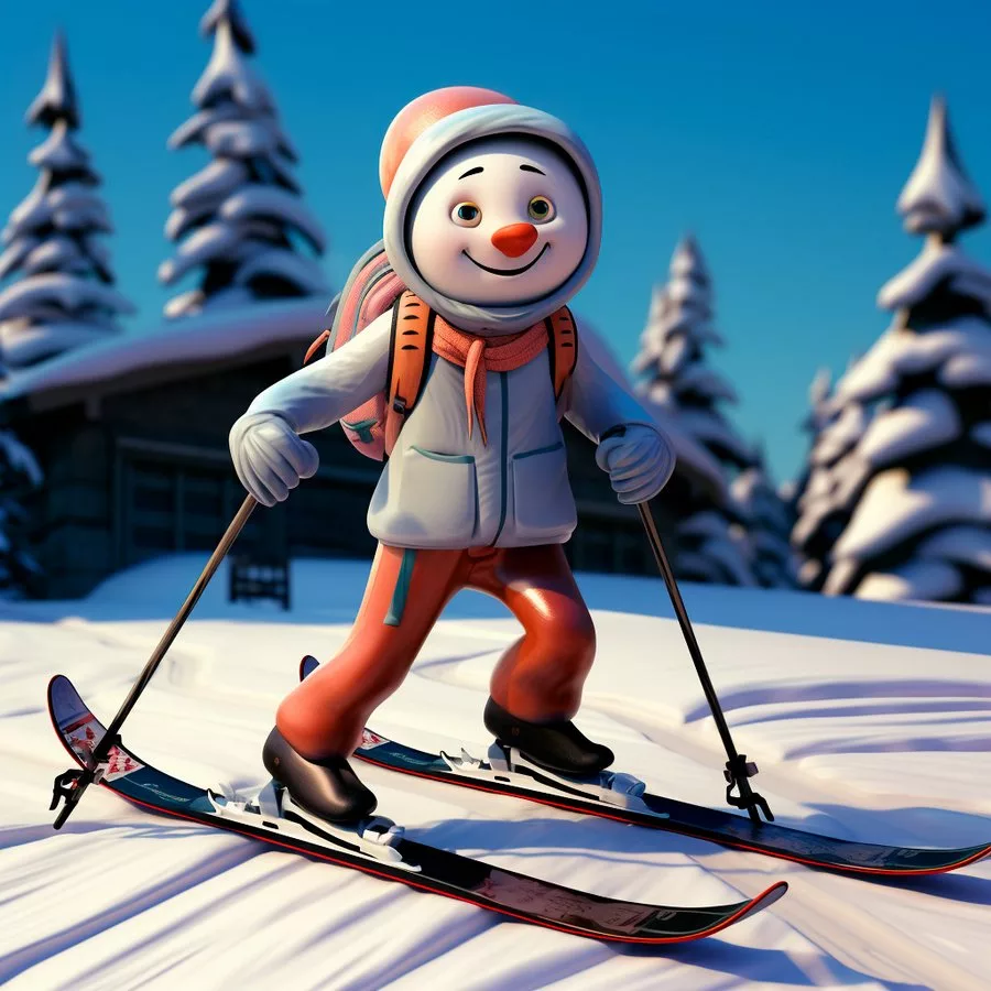 снеговик на лыжах картинки для детей