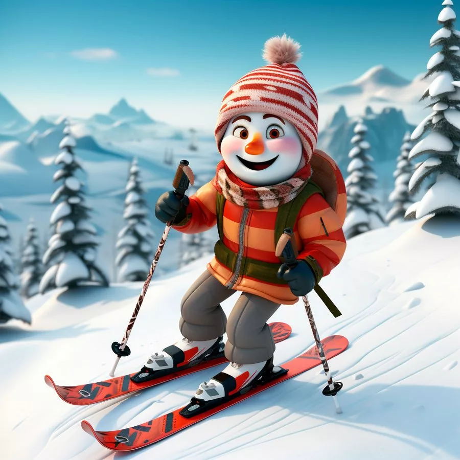 веселые снеговики на лыжах картинки