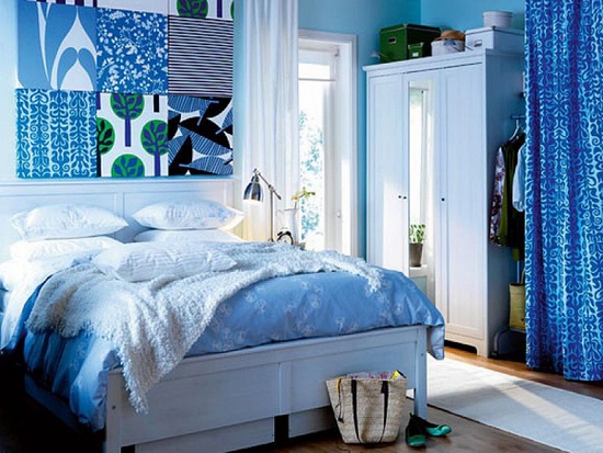 Стильная синяя цветовая схема для спальни